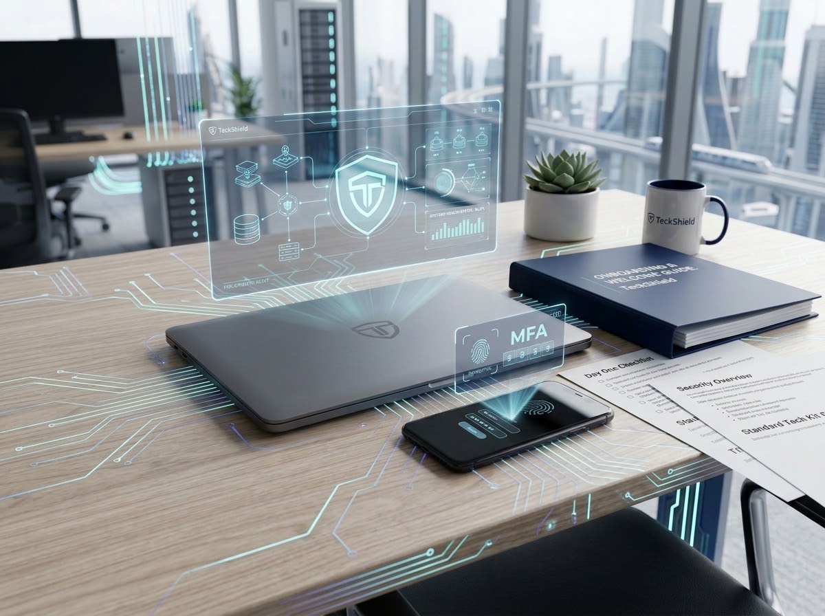 Technology planning workspace with onboarding checklist, MFA, and systems overview