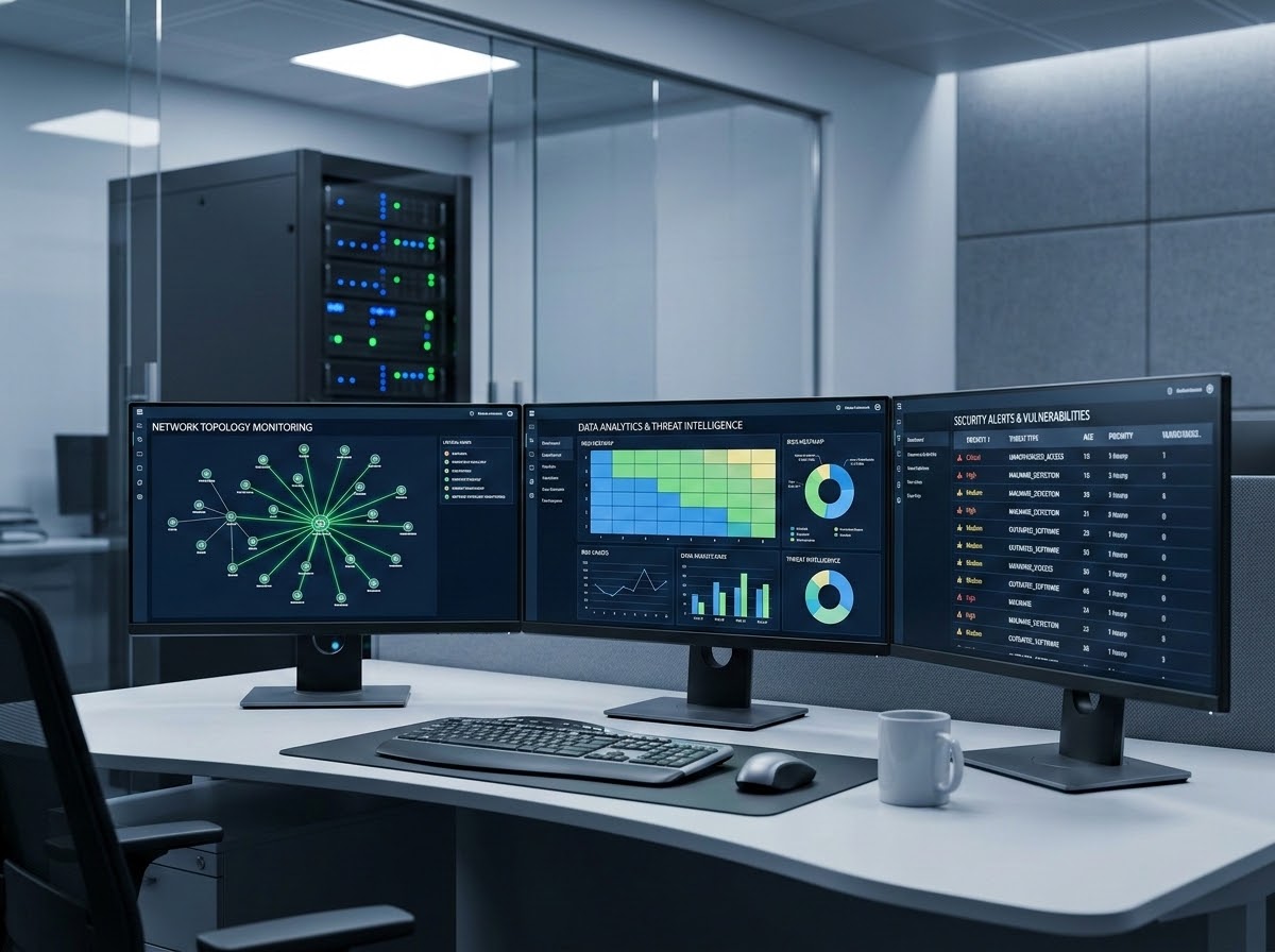 IT risk assessment workstation monitoring network security alerts and vulnerabilities