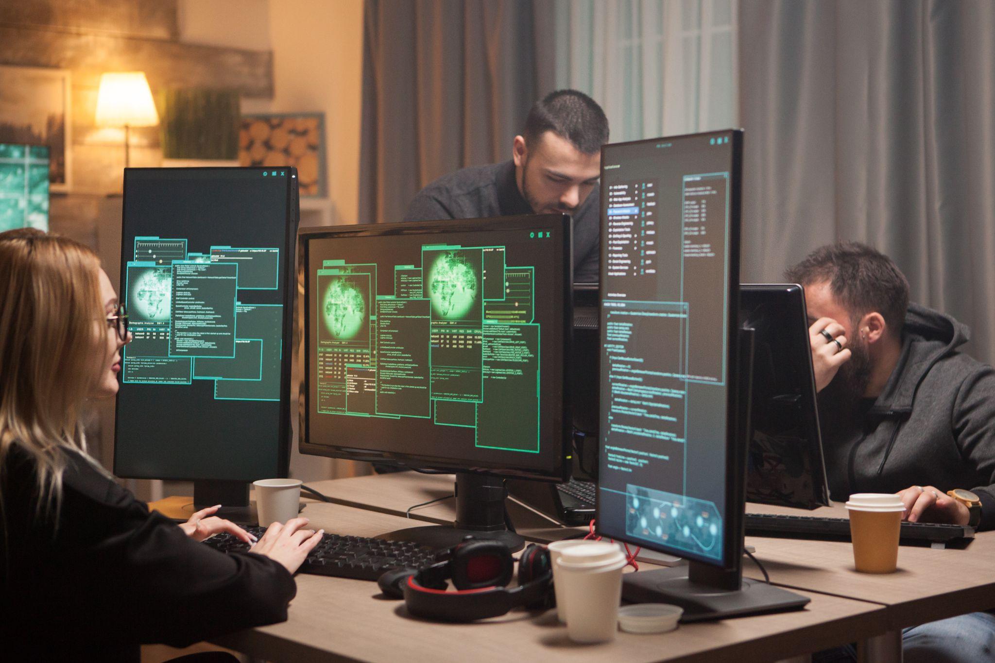Small business team reviewing cybersecurity assessment findings